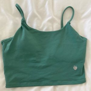 emerald green workout tank with built in bra